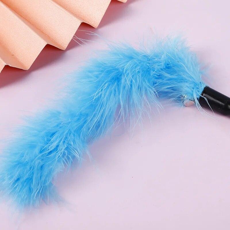 Random Color Funny Cat Stick Feather Toys Solid Turkey Feathers Tease Cat Stick Interactive Pet Toys Cat Playing Training Toy
