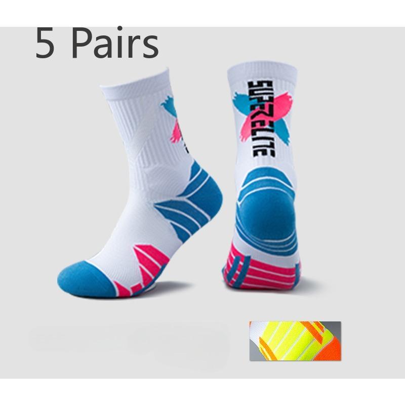 

5 пар баскетбольних шкарпеток Довгі чоловічі професійні спортивні шкарпетки Літні молодіжні студентські бігові модні шкарпетки для чоловіків 5 pairs синій/білий