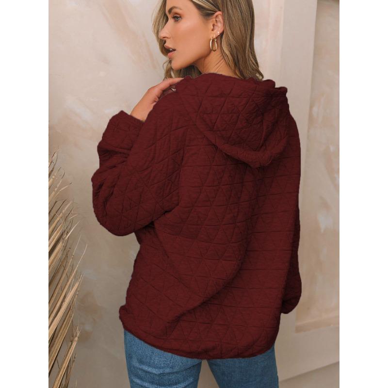 Women S Solid Color Pullover Hooded Sweatshirt With Pockets Casual