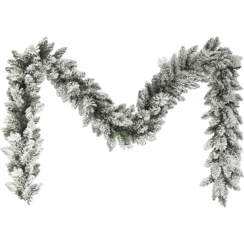 Flocked PE Christmas Garland Vine Stair Railing Door Wreath Decor US Style Holiday Home Decoration