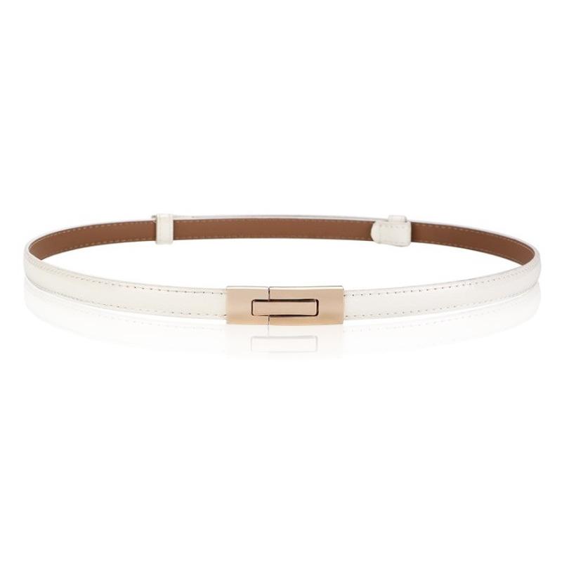 Женский кожаный тонкий ремень, лакированный кожаный ремень, женская модная универсальная декоративная юбка, поясная цепочка из воловьей кожи 96cm белый