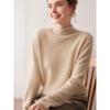 Women's Rolled Hem Stand Collar Pure Cashmere Sweater - Thickened Knit Base Layer for Autumn/Winter