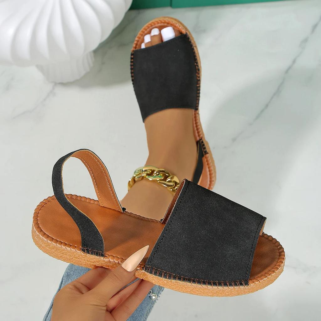 2025 New Summer Women Shoes Female Hot Sale Buckle Strap Women Sandals Casual Sandals Women New Peep Toe Flat Sandals