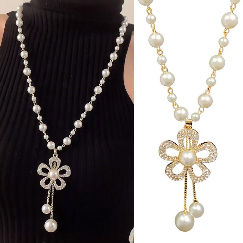 1Pcs Elegant Temperament Pearl Chain Long Sweater Chain Pearl Necklace  Women's Jewelry Accessories