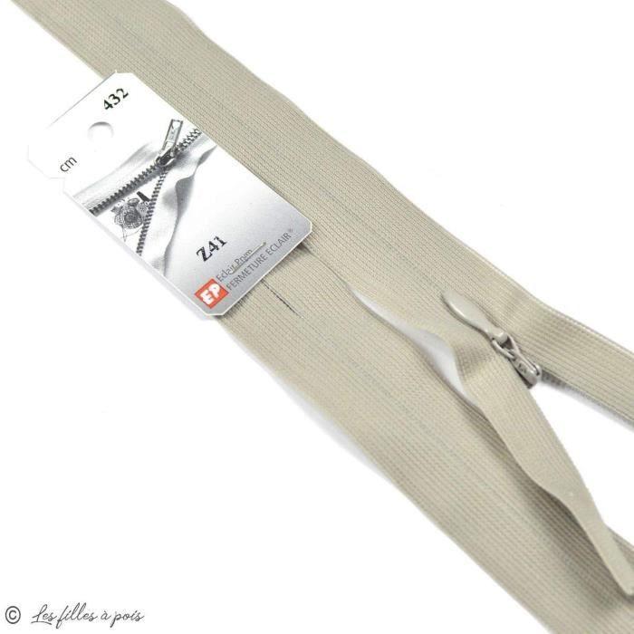 Fermeture Éclair Invisible - ECLAIR - 22 cm - Oeko-Tex - Gris clair - Fabrication Française