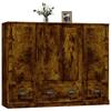 Buffet - 3 pcs - Chêne fumé - Bois d'ingénierie durable - Grand espace de rangement