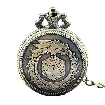 Wielościenne Mikro Kostki Zegarek Kieszonkowy Vintage z Mikro Zestawem Wielościennym Materiał Stopowy do RPG Stołowych i Gier Karcianych