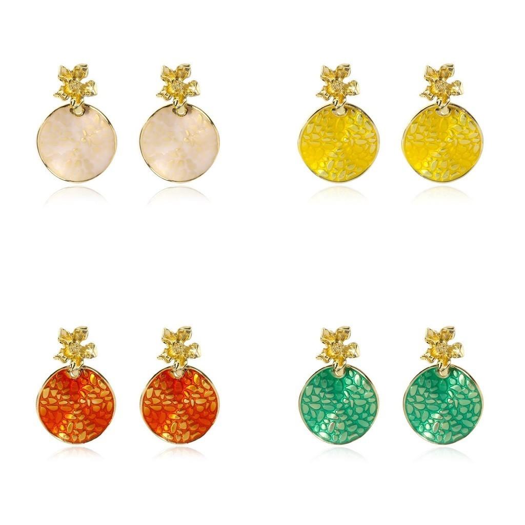 Stylish American European Metal Flower Earrings For Women Colors Multiple