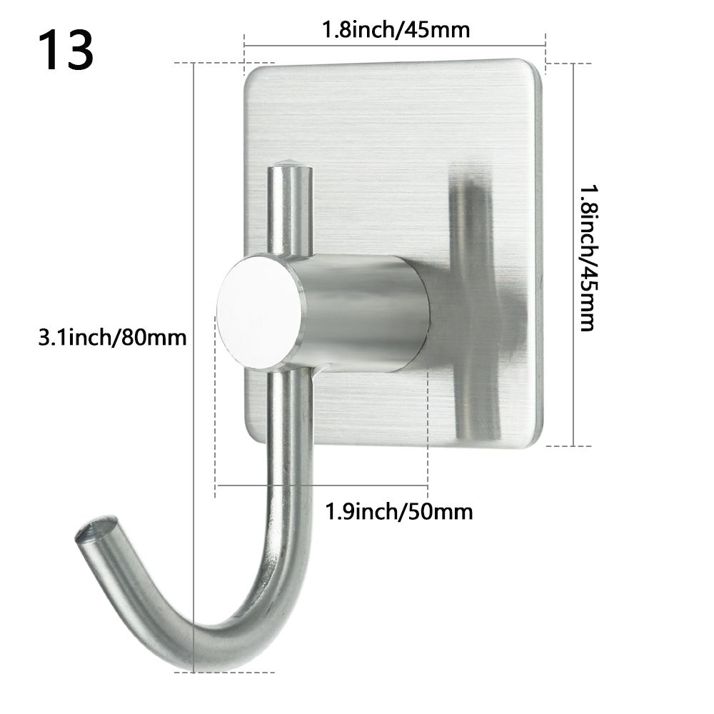 Rustproof Towel Rack Bathroom Stainless Steel Hook Adhesive Hooks Clothes Hanger Wall Door Holder