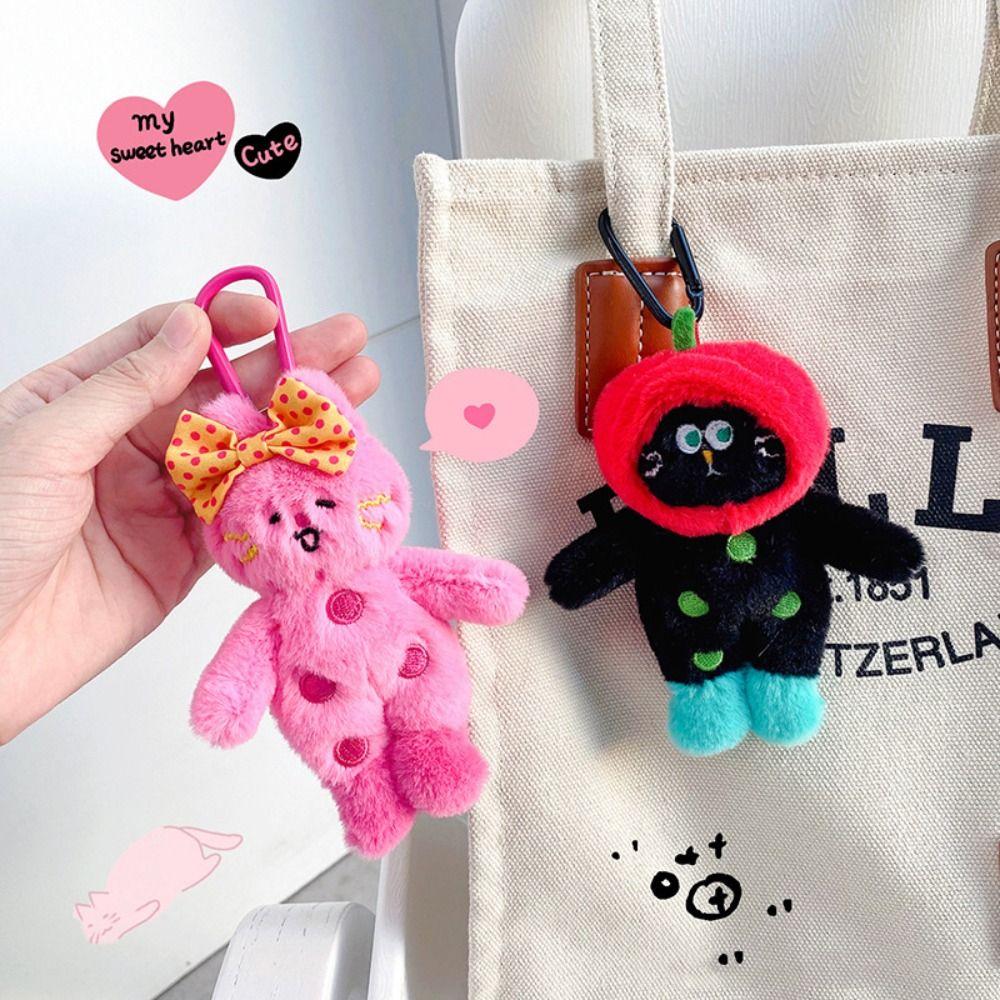 

Plush Doll Polka Dot Cat Keychain Stuffed Animal Plush Toy Fashion Cat Plush Key Ring Gifts style5