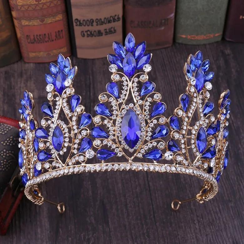 Barock Rosegold Farbe Kristall Braut Diademe Kronen Große Strass Diadem Schleier Diadem Braut Kopfschmuck Hochzeits Haarschmuck