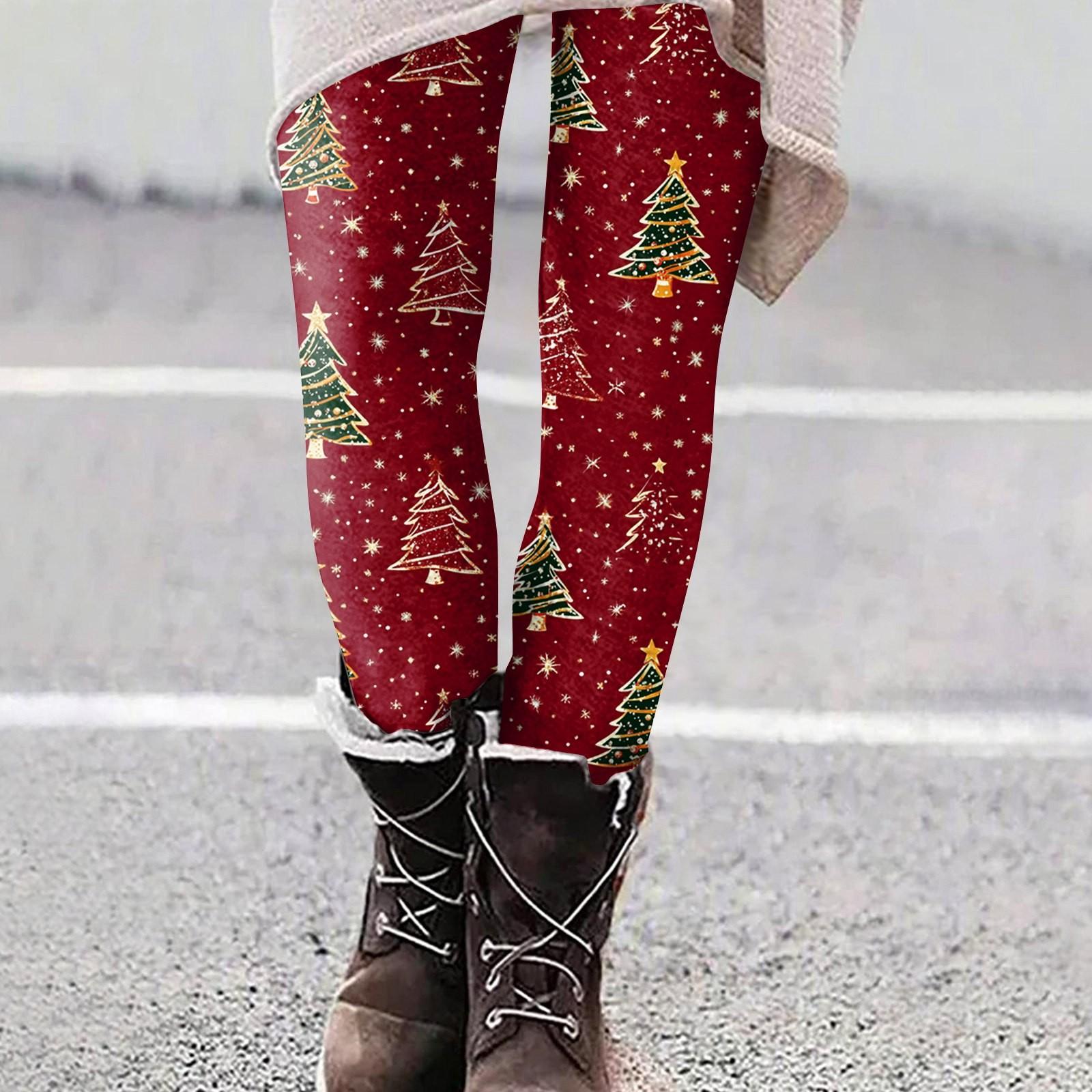

Женские повседневные уличные брюки с рождественским узором, облегающие эластичные укороченные брюки для йоги XL