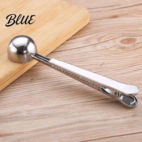 Space-saving Kitchen Tool Clip Stainless 2 1 in Spoon Clip And Bag Steel Measuring Precise Capacity Scoop Multifunctional Powder