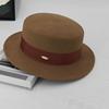 New French retro flat-top woolen top hat women's autumn and winter British versatile fashion wide-brimmed hat simple
