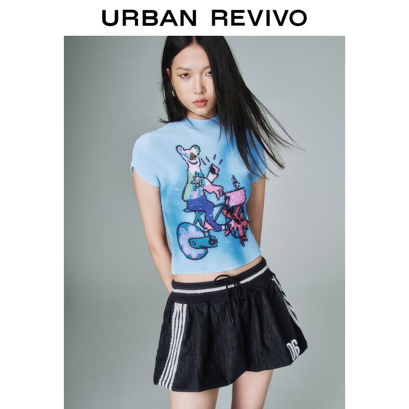 UR Women s Mosaic Print Pleated Short Sleeve T-shirt M
