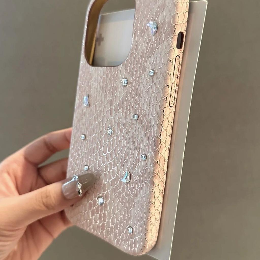 Applicable To Apple 16promax Light Luxury Snakeskin Pattern Mobile Phone Case Iphone14 Advanced Sense 13 Women 12 Handmade Rhinestones