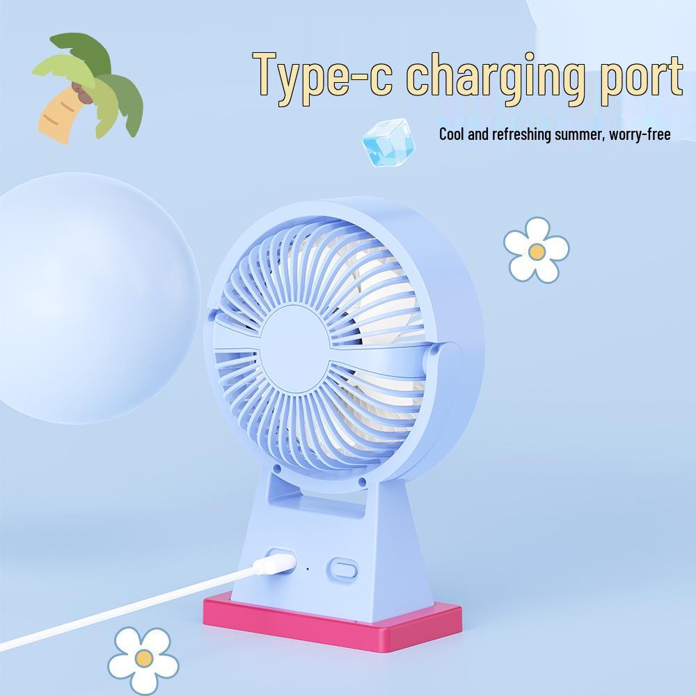 Portable USB Rechargeable Cartoon Fan for Dorms, Offices, and Outdoors