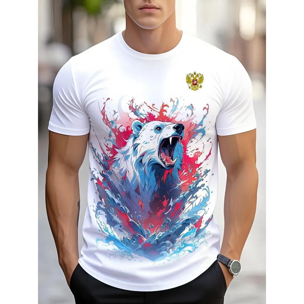 Summer Men s T-shirt Cartoon Animal Fun Patterns 3D Printed Short Sleeved T-shirt Fashionable Comfortable Soft Breathable Large Loose T-shirt S
