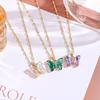 Iridescent Gradient Butterfly Necklace with Zirconia Rhinestones - Titanium Steel Clavicle Chain Pendant.