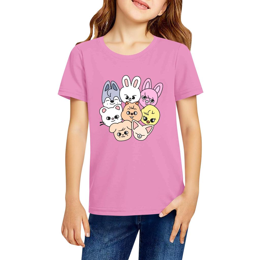 Modne ubrania robocze z krótkim rękawem i okrągłym dekoltem, bluzki z nadrukiem dla DZIECKA, letnie topy