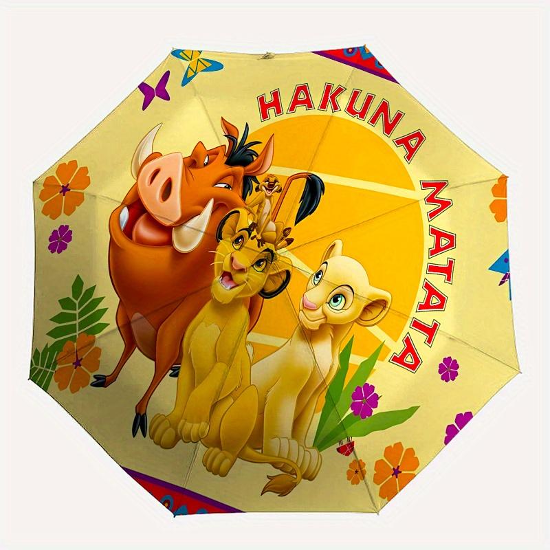 1 Auto Open Lion King Characters Themed Colorful 8-rib Portable Umbrella for Men and Women, A Compact Commuting Companion Suitable for Daily