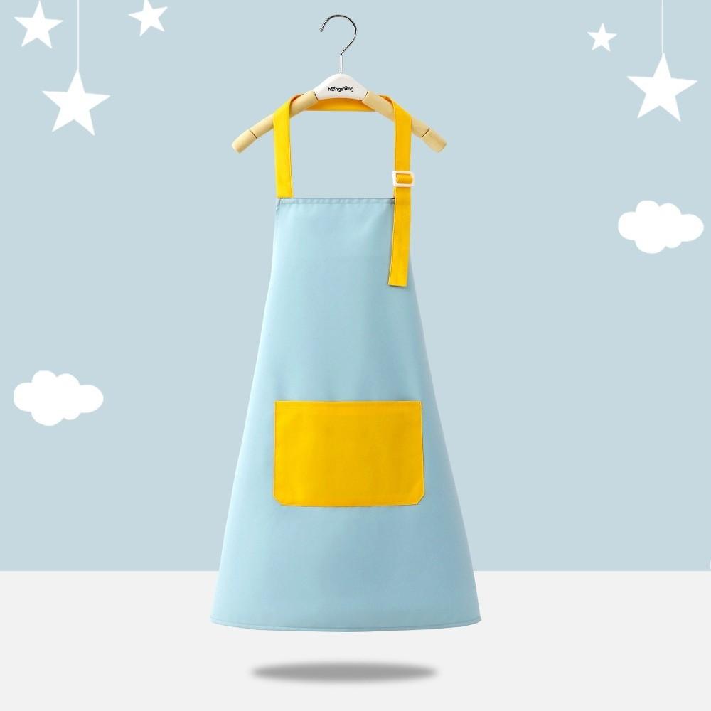 Cartoon Kids Apron Solid Color Chef's Uniform New Children's Bib Cooking