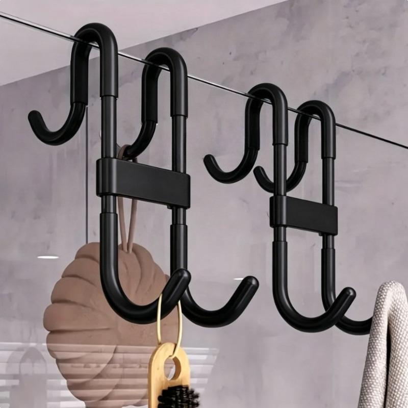 Multifunctional No-Drill Shower Glass Hanging Hook, Heavy Load Storage Hook for Towels Robes Clothes