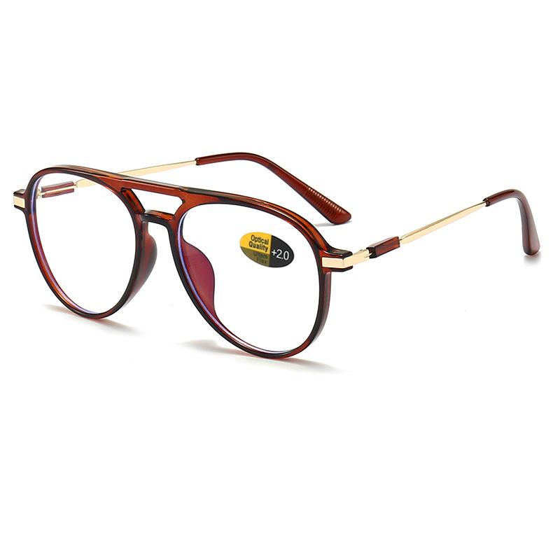 Modische Lesebrille mit Doppelsteg für Damen und Herren, großes Gestell, Blaulichtfilter, Computerbrille +100 bis +400