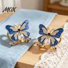 Rhinestone Scarf Ring Enamel Butterfly Ring, Sparkling Slide Buckle Retro Elegant Wrap Holder for Women Neckerchiefs Scarves Shirts Vintage Style