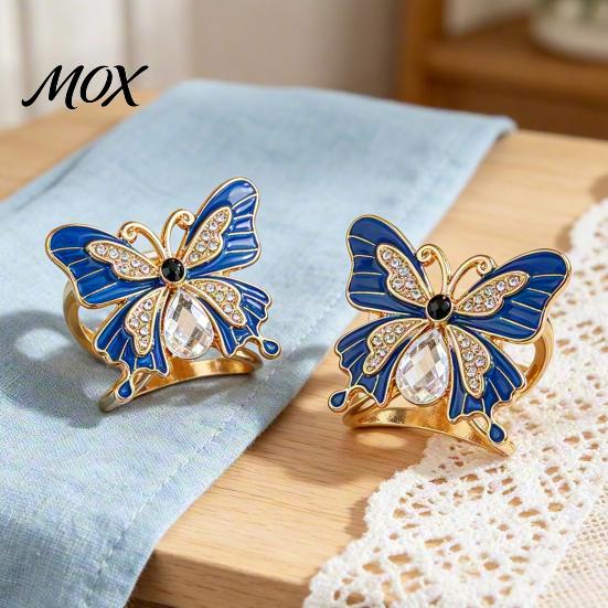 Rhinestone Scarf Ring Enamel Butterfly Ring, Sparkling Slide Buckle Retro Elegant Wrap Holder for Women Neckerchiefs Scarves Shirts Vintage Style