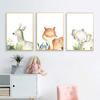 Cute Animal Decorative Painting Zebra Elephant Fox Picture for Children's Room Wall Art Decoration Poster for Kid Nursery Art