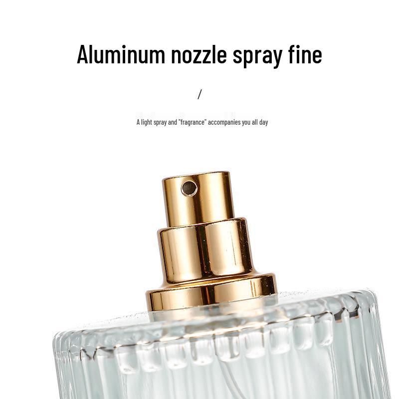 30ml Vertical Stripe Glass Perfume Spray Bottle – Portable, Transparent, and Cylindrical.