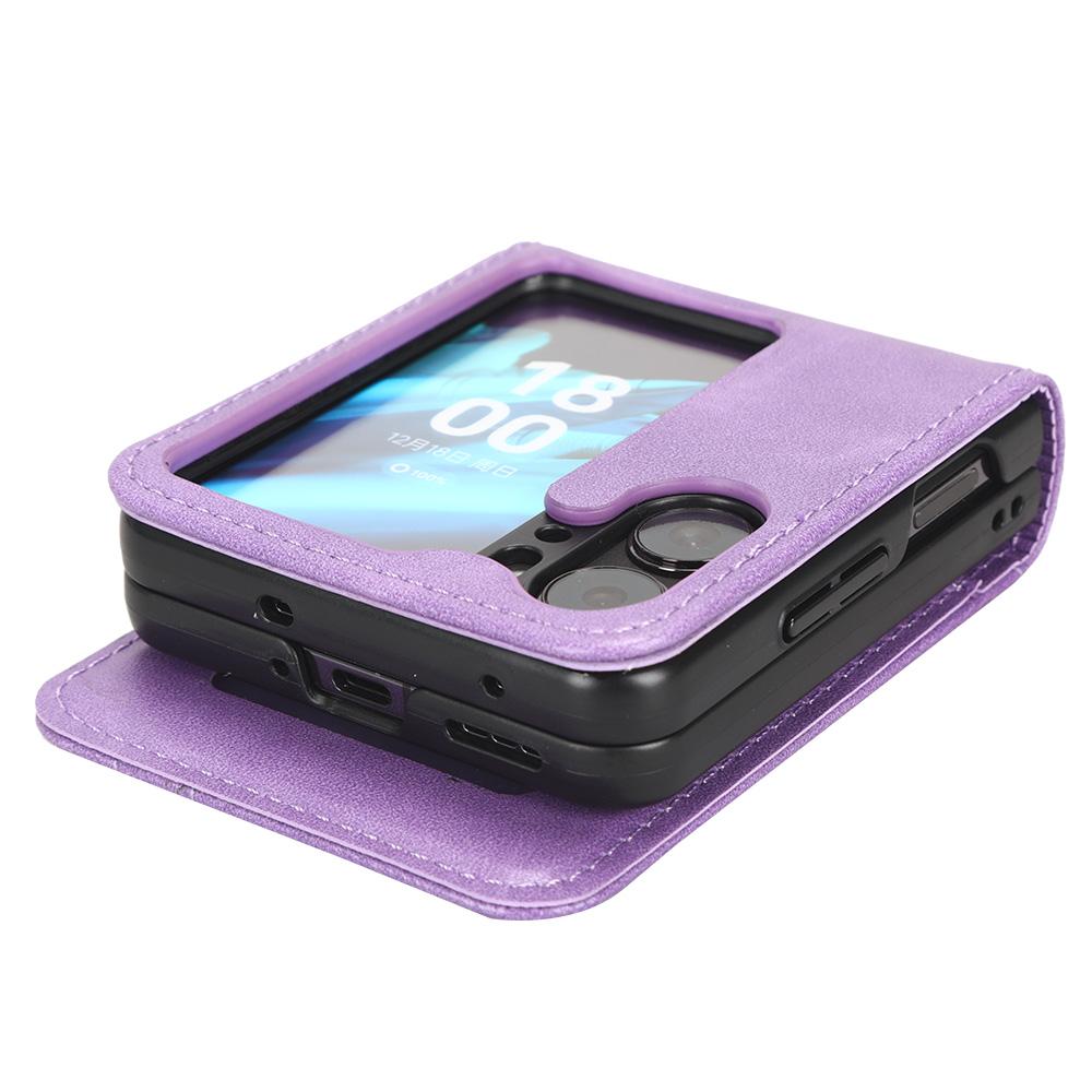 For Oppo Find N2 Flip 5G PU Leather Folding Phone Case Card Slots Phone Cover