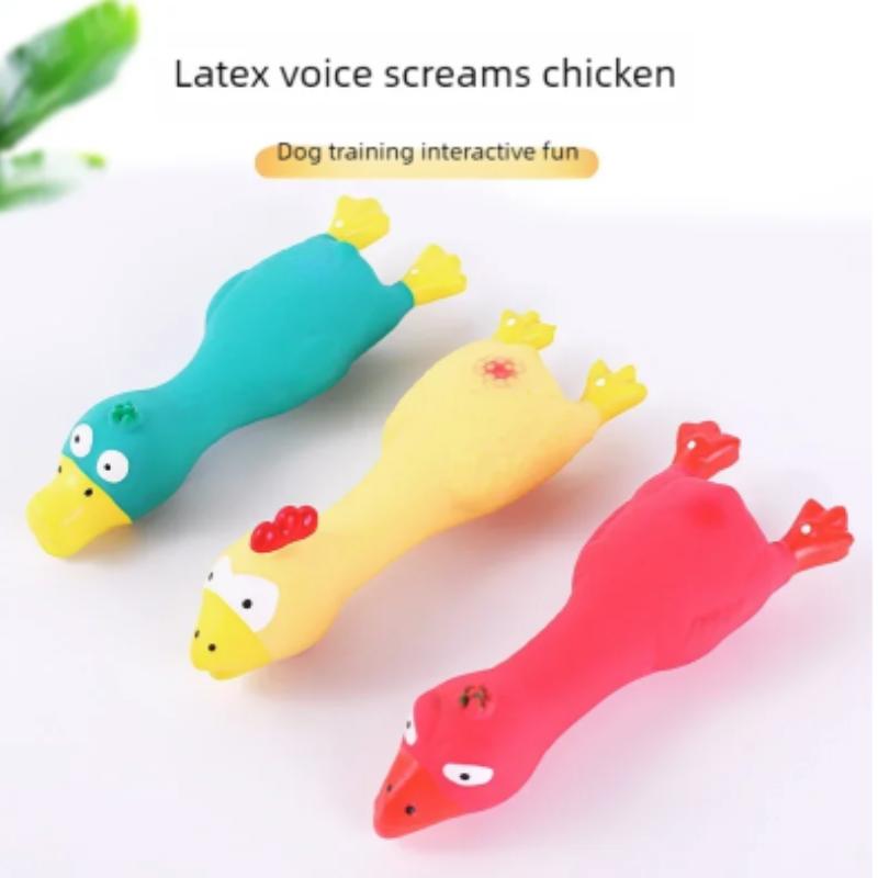 Cute Dog Squeak Toy In Chicken Shape Latex Durable Chew Interactive Pet Supplies for Small To Medium Breeds