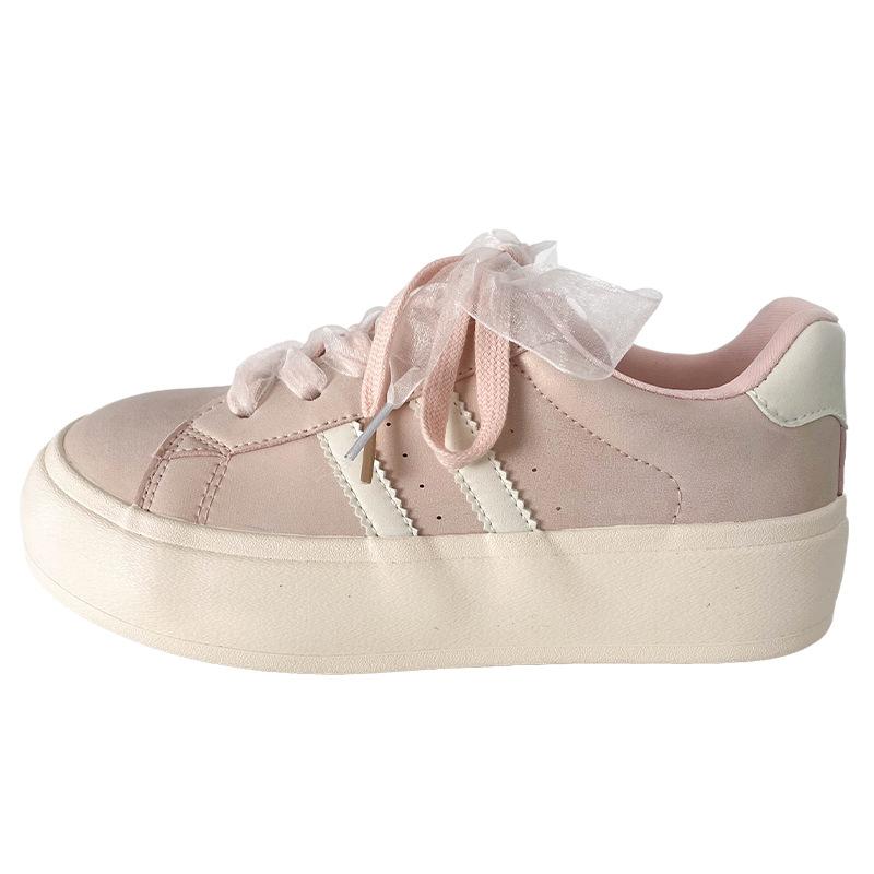 

6618 latex insole/spring 2025 new big head white shoes women s shoes leather surface board shoes casual bread shoes 35