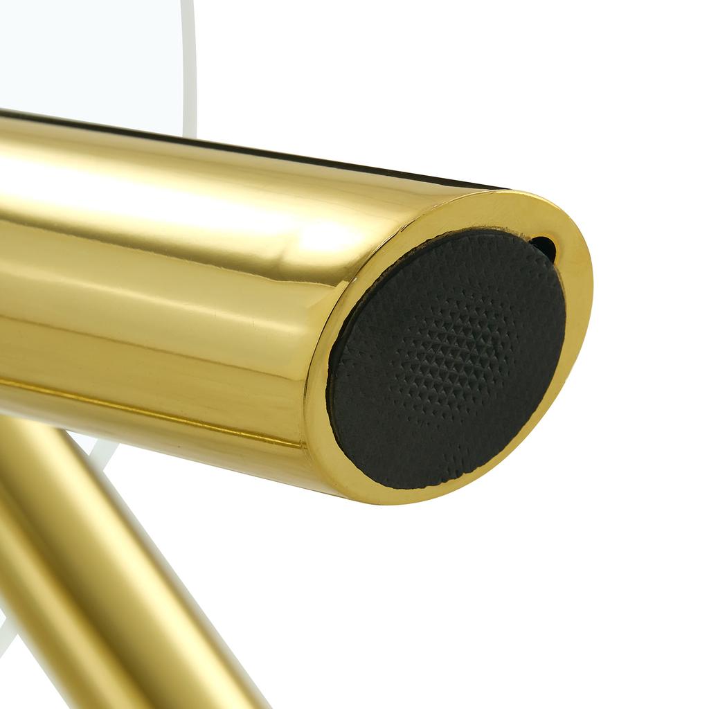89 cm, Runder Esstisch aus gehärtetem Glas mit stabilen Beinen aus goldfarbenem Metall