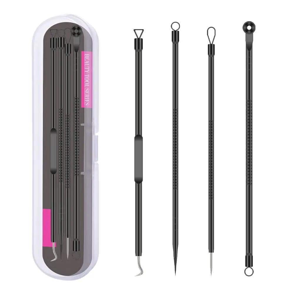 4 Professional Facial Blackhead Needle Set, Acne Whitehead Blackhead Extractor Stainless Steel, Deep Face Cleansing Tool