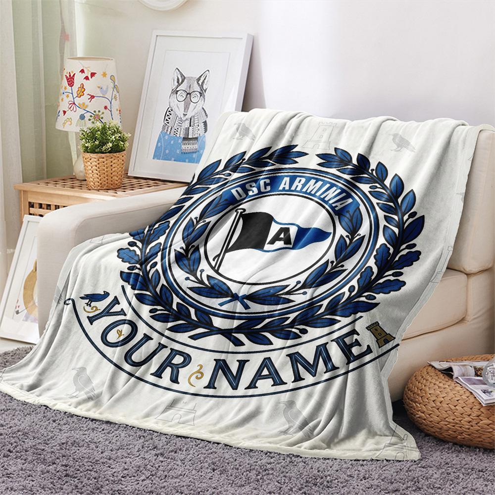 Custom Name Arminia Bielefeld Flannel Blanket, High quality Comfortable for All Seasons, Home Decor, Warmth and Comfort