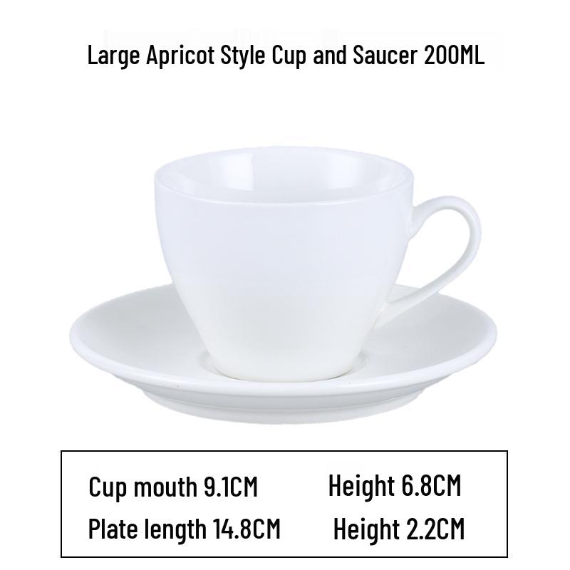 European Latte Art Cappuccino Cup & Saucer Set - White Ceramic Tea/Coffee Cup for Hotel Guest Room