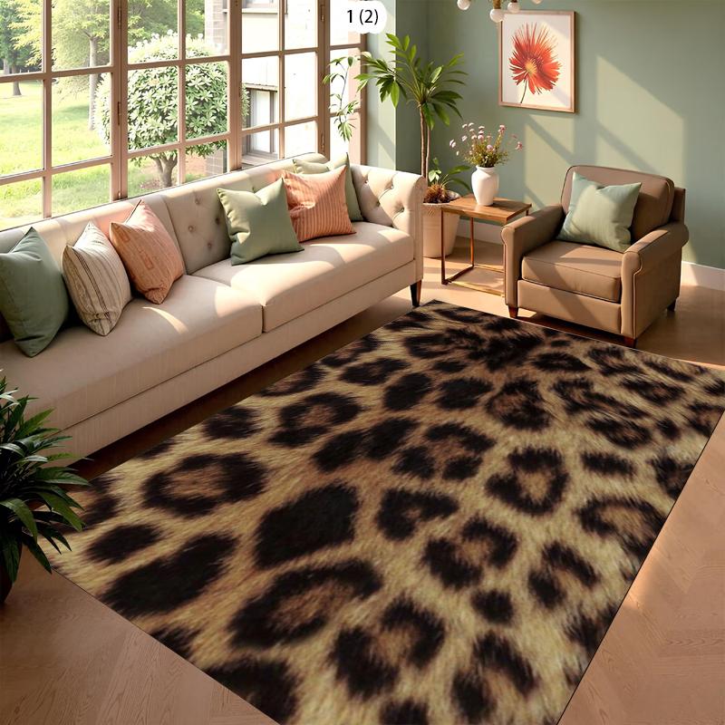 

Leopard Print Area Rug Faux Fur Texture Non-Slip Durable Decorative Carpet for Living Room Bedroom Entryway Modern Home Decor 40X60cm