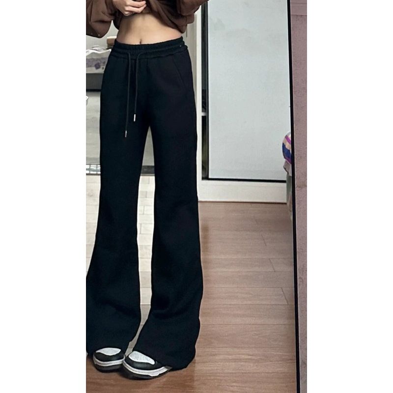 

2026 Spring Large Size Black American Style Slightly Spicy Sweatpants for Women, Extra Long Version for Tall People, Floor-Length Casual Yoga Pants Black Regular Version XL