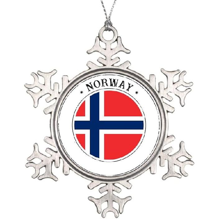 Metal Snowflake Ornaments Norway Flag Christmas Ornament Keepsake Souvenir Gift Hanging Norway Ornaments for Christmas Tree Decor Norway
