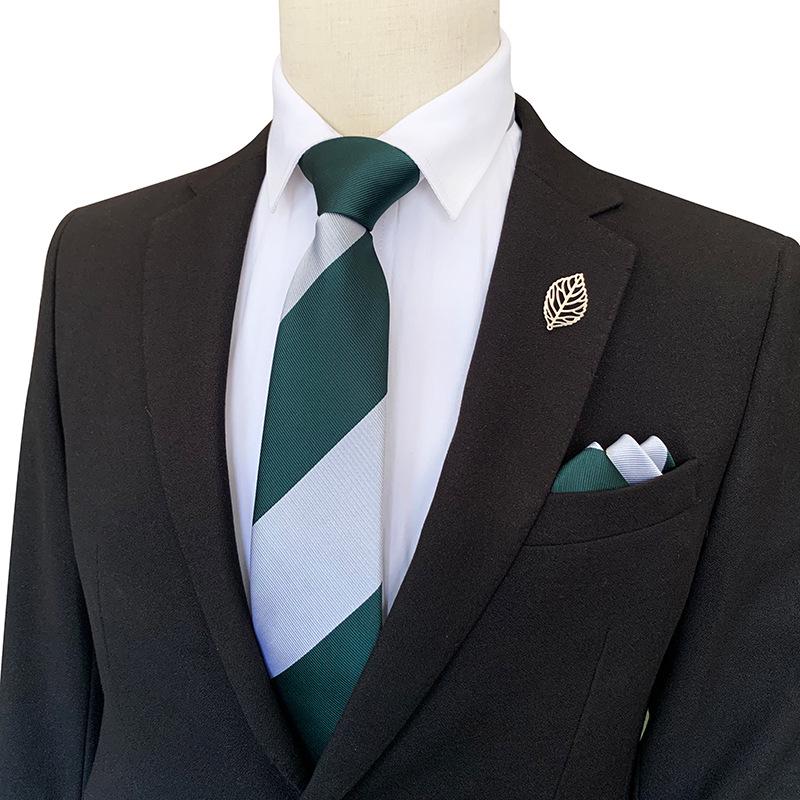 2025 Men's Wide Stripe Business Tie & Pocket Square Set with Gift Box