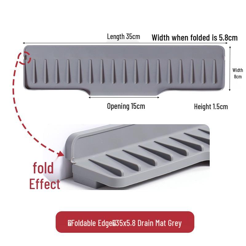 Silicone Faucet Splash Guard Pad - Folding Edge Sink Mat & Water Stopper.