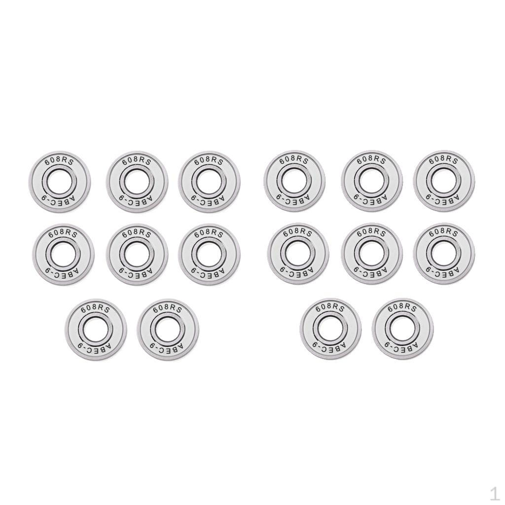 16 Pack of Frictionless Abec 9 Skateboard Roller Skate Bearings White