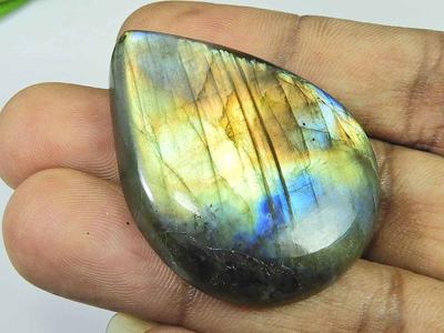 30X45MM Natürlicher Labradorit Mehrfarbiger Birnen Cabochon Lose Edelstein 91 Karat. SK-4021