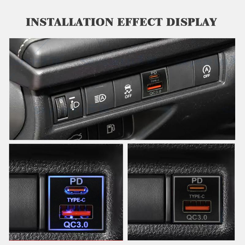 YSY 1pcs QC3.0 USB Fast Charging TYPE-C Interface Socket Charger For Toyota Camry Carola TS-07-C