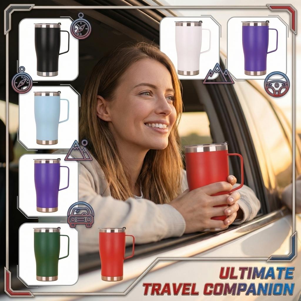 Handle Car Cup Stainless Steel Vacuum Insulated Cup Large Capacity Portable Travel Mug