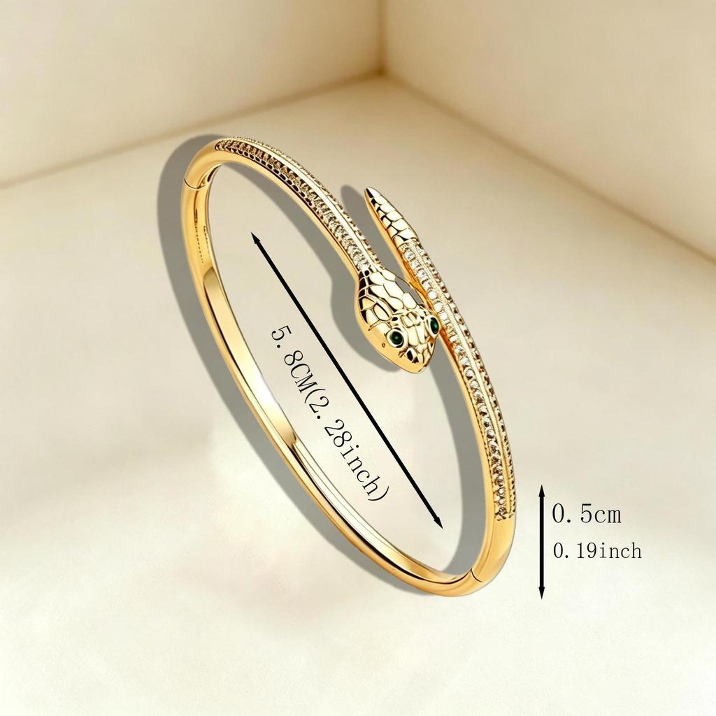 European Luxe Snake-Shaped Zircon Bracelet - Trendy, High-End Design Hand Jewelry