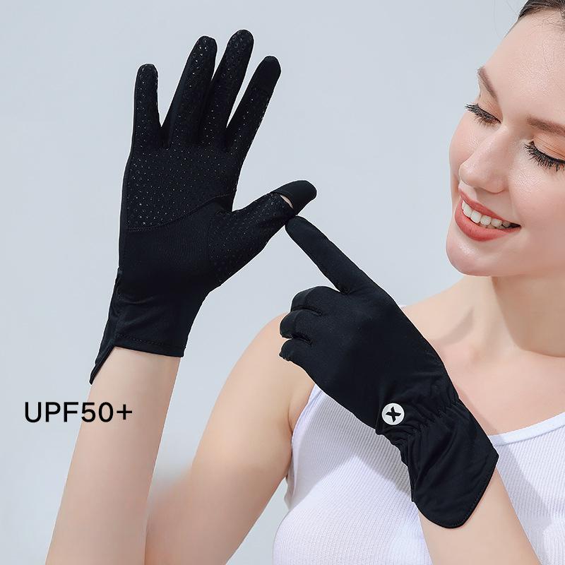 Summer Ice Silk Women's Gloves UV Proof Breathable Non Slip Flip Sun Protection Outdoor Riding Driving Finger Touch Screen